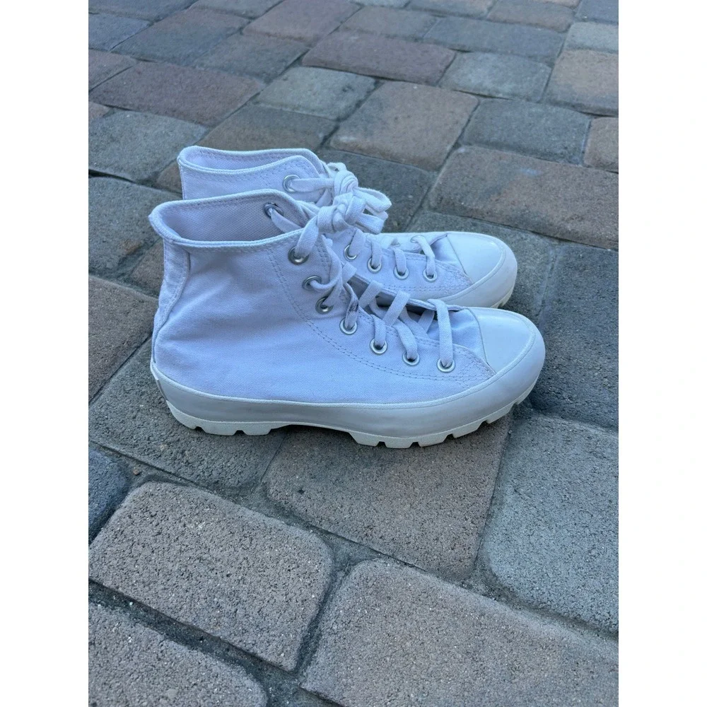 Converse Womens Chuck Taylor All Star Lugged High Top 6.5 White Platform 565902C - Picture 4 of 8